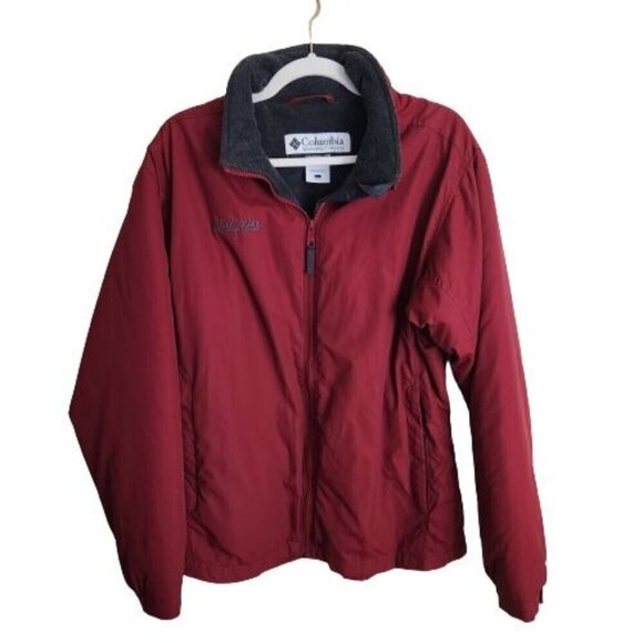 Columbia Burgundy Fleece Lined Nylon Jacket Size L - Picture 1 of 5